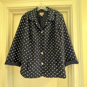 Chico's Navy Blue and White Polka Dot Jacket, size 3 (XL/16)